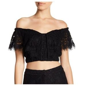 Wayf Black Lace Top